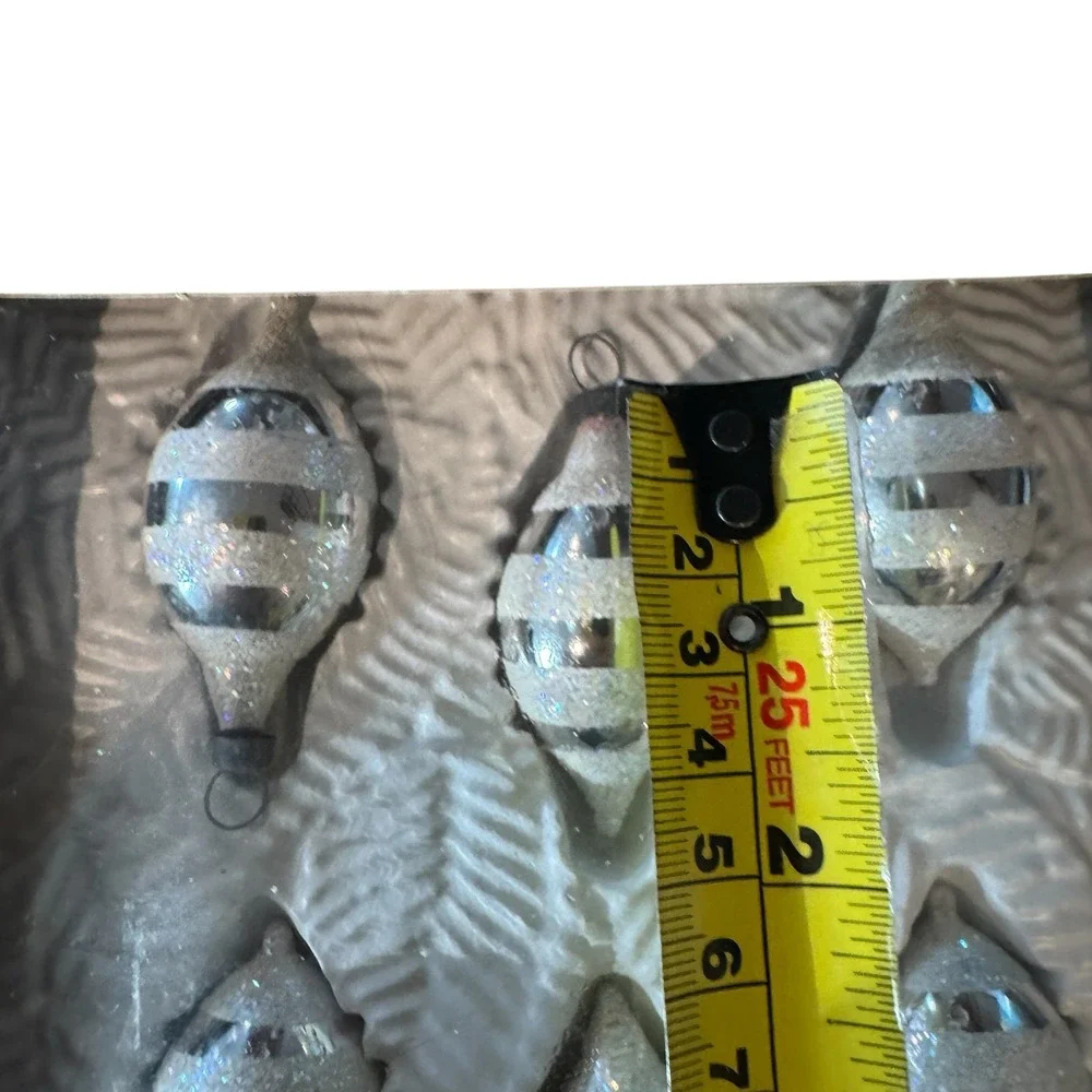 Vintage Glass Christmas Ornaments Commodore Classics Bradford Trimmeries Silver
